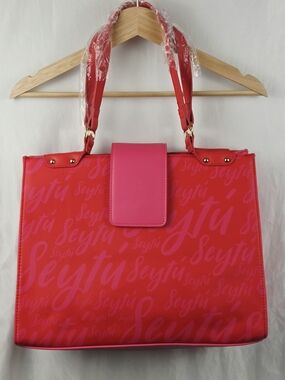 Seytu Pink and Red Signature Tote Bag Purse